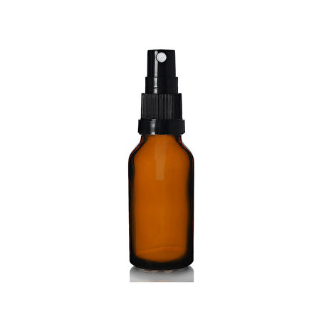 20ml kahverengi cam, siyah sprey başlıklı şişe, 24 adet, cam şişe, sprey şişesi, ecza şişesi, dropper şişe, medikal şişe