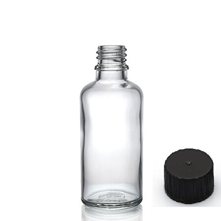 30ml şeffaf şişe düz kapaklı, 24 adet, cam şişe, esans şişesi, yağ şişesi, kozmetik şişesi