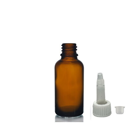 30ml kahverengi cam şişe getamisin kapak, 24 adet, plastik üstten damlalıklı şişe, damlatmalı şişe, damlatıcı şişe