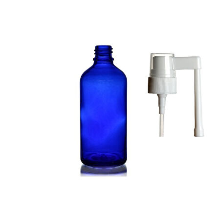 50ml mavi ağız spreyi başlıklı cam şişe,12 adet, ağız spreyi şiesi, cam şişe, medikal şişe