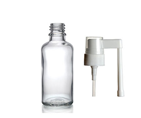 50ml şeffaf ağız spreyi başlıklı cam şişe,12 adet, ağız spreyi şiesi, cam şişe, medikal şişe