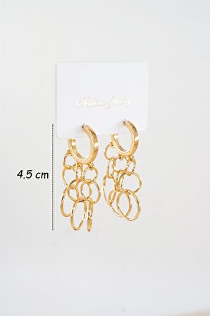 Kadın Özel Tasarım  Sallantılı Halkalardan Oluşan  Küpe