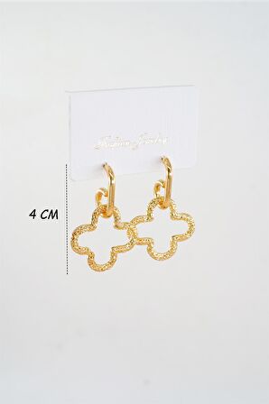 Kadın Özel Tasarım  Sallantılı Yonca Model Küpe