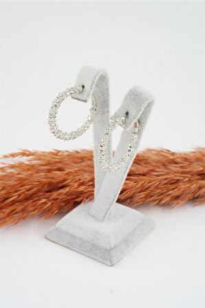 Kadın Özel Tasarım 4 cm Tırtıklı Halka Küpe