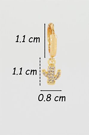 Kadın Kendi Tarzını Oluştur Zirkon Taşlı Kaktüs Figürlü  1 Adet Küpe