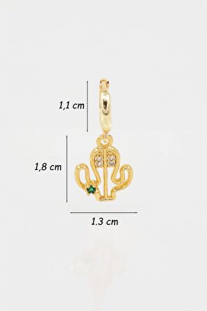 Kadın Kendi Tarzını Oluştur Zirkon Taşlı Kaktüs Figürlü 1 Adet Küpe