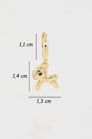 Kadın Kendi Tarzını Oluştur Zirkon Taşlı Oyuncak At Figürlü 1 Adet Küpe