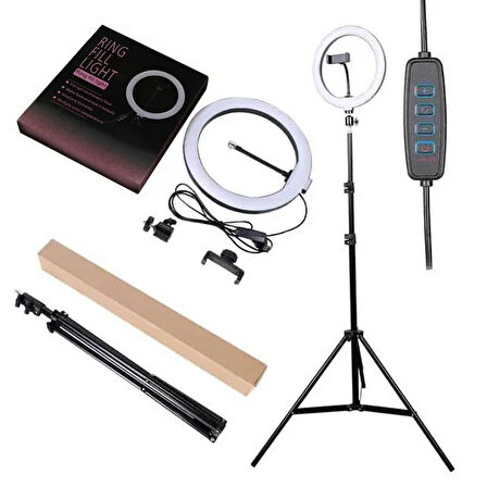 Led Işıklı Ayaklı Tripod 10 Inç Halka - Telefon Tutucu YouTuber TikTok ve 2.10 cm