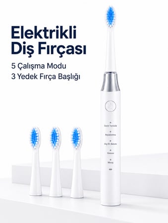 Elektrikli Diş Fırçası 3 Yedek Başlıklı