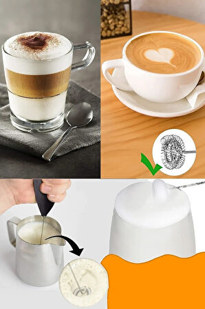 Mini Mixer Kahve Süt Köpürtücü Karıştırıcı Cappucino Mikser - Pratik Pilli Köpürtücü 1137 Bh