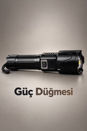 Dijital Göstergeli LED El Feneri Type C Şarjlı Teleskopik Zoom Özellikli