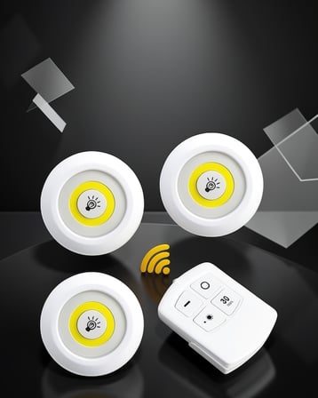 LED Lamba 3'lü Uzaktan Kumandalı Pilli Yapışkanlı