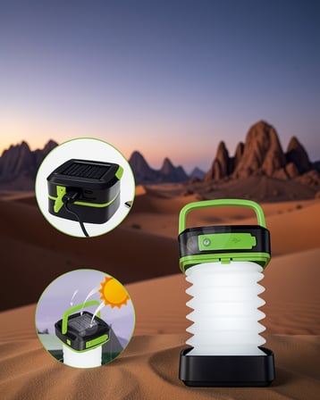 Katlanabilir Güneş Enerjili LED Kamp Lambası USB Şarjlı