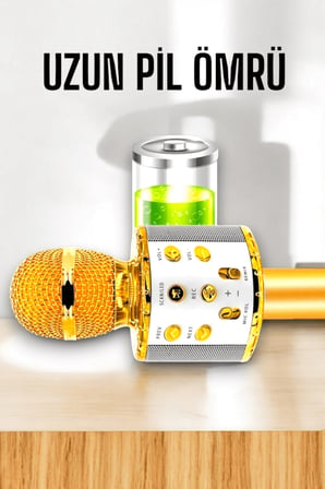 Kablosuz Karaoke Mikrofon USB ve AUX Girişli Yüksek Ses Kalitesi