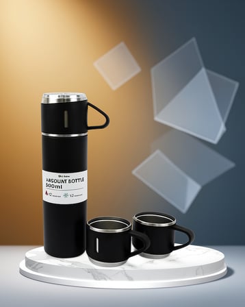 3 Bardaklı Isı Koruyucu Termos Seti 500 ml