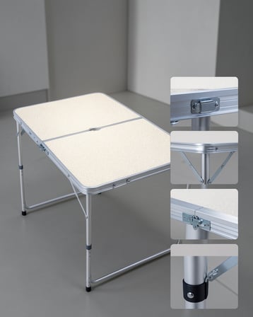Katlanabilir Kamp Masası Seti 4 Tabureli 50-65 cm Ayarlanabilir