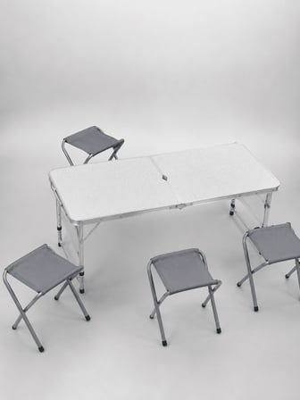 Katlanabilir Kamp Masası ve 4 Tabure Seti UCZZ4SANDALYEKAMPMASA-4