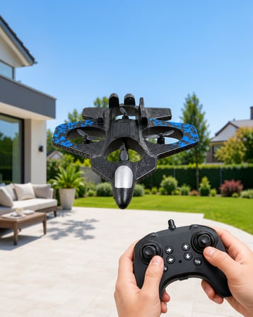 4 Pervaneli Jet Uçak Drone 360° Takla Renkli Işıklı UCZZD166UCAK-4