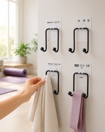 4'lü Duvar Askısı Yapışkanlı Pratik Banyo Ev Seti