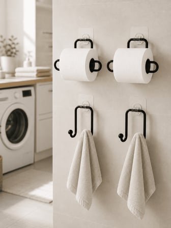 4 Parça Banyo Mutfak Seti 2 Rulo Kağıt Tutucu 2 Havlu Askısı