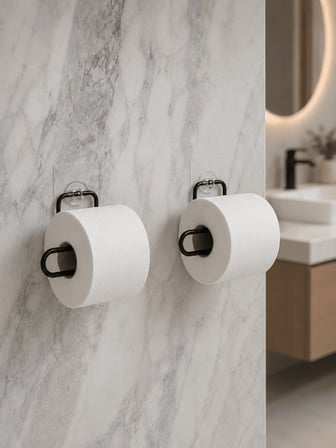 Duvar Tipi Yapışkanlı WC Kağıtlık Siyah Metal 2 Adet