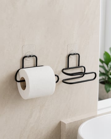 2’li Duvara Yapışkanlı Siyah Metal Rulo Tutucu UCZZDLYNPLTWCASKISI-4