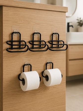 Siyah Metal Yapışkanlı Tuvalet Kağıdı Rulo Tutucu 5 Adet UCZZDLYNPLTWCASKISI5-5