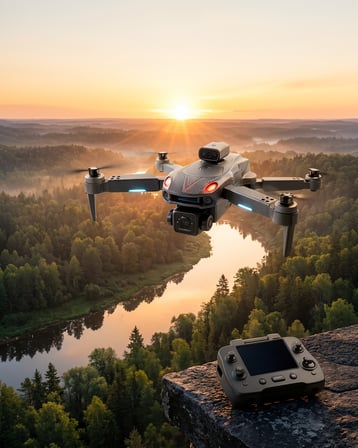 Drone Havadan Çekim Ekranlı Kumandalı Çift Kamera