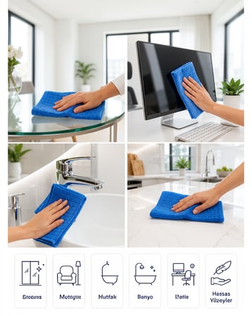 Mikrofiber Temizlik Bezi 40x40 cm İz Bırakmayan UCZZKARELİBEZMAVİ-1