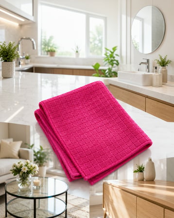 Mikrofiber Temizlik Bezi 40x40 cm İz Bırakmayan UCZZKARELİBEZPEMBE-1