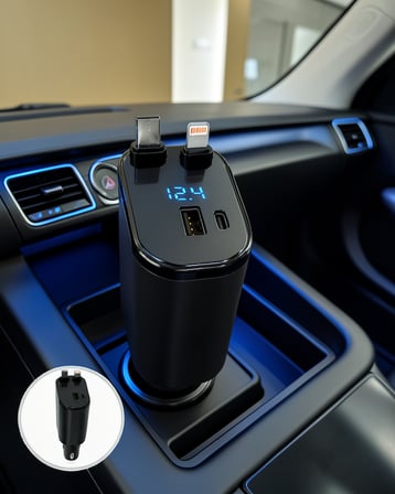 4 Cihazlı Araç Şarj Cihazı USB-A USB-C Type-C Lightning Destekli