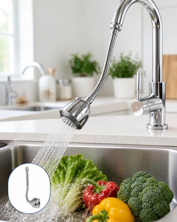 Lavabo Uzatma Başlığı Esnek Spiral Hortumlu 360 Derece Hareketli