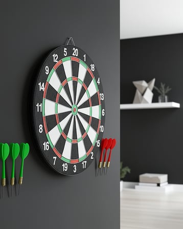 Ahşap Dart Tahtası 12 İnç 4 Dart Ok Seti