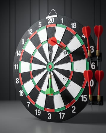 12 İnç Ahşap Dart Tahtası 4 Metal Uçlu Ok
