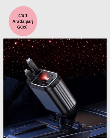 Çok Fonksiyonlu Araç Şarj Adaptörü 66W 4 Cihazlı