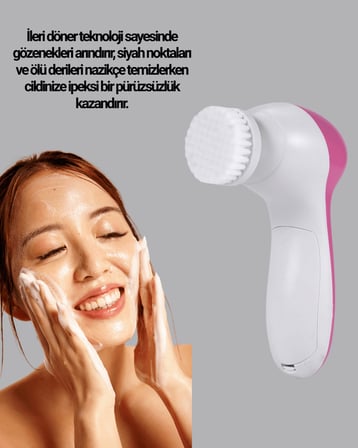 5 Fonksiyonlu Yüz Temizleme Cihazı – Masaj, Fırça, Peeling, Krem Uygulama