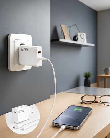 67 Watt Hızlı Şarj Aleti Type-C Lightning Kablo Dahil