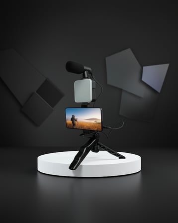 Kumandalı Mikrofonlu LED Işık ve Mini Tripod Vlog Seti