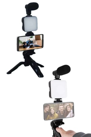 Video Yapım Seti Mini LED Işıkli Telefon Tutucu