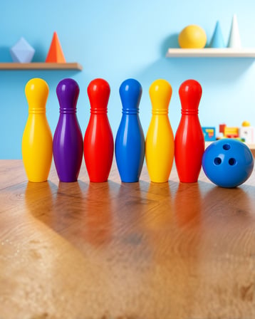 Renkli Bowling Seti Çocuk Hareket Oyunu 6 Kukalı