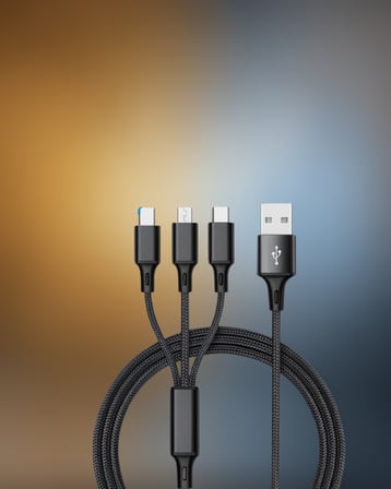 3'ü 1 Arada Hızlı Şarj Kablosu