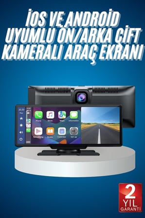 4K Ultra Araç İçi Ön ve Arka Kameralı Ekran HD 2 Kameralı Torpido Üstü Araç