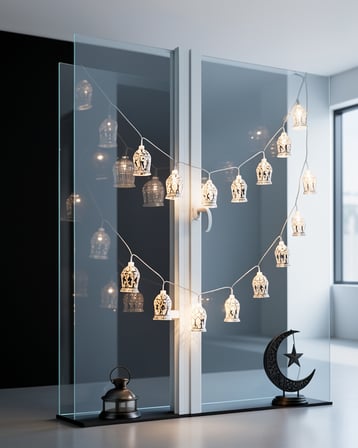 Ramazan LED Işık Zinciri Cami Figürlü Pilli Sıcak Sarı