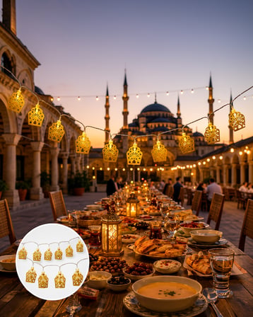 Dekoratif Ramazan LED Işık Cami Tasarımı Pilli
