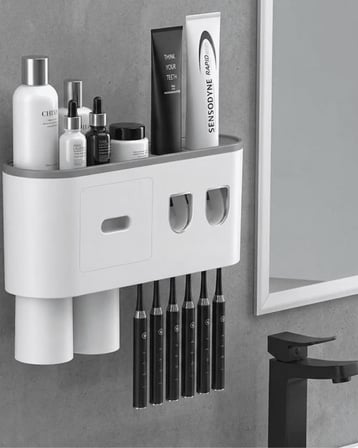 Çok Fonksiyonlu Diş Fırçası Tutucu Otomatik Dispenser Bardaklı Organizer