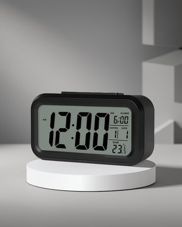 Işıklı Dereceli Masa Saati Alarmlı Termometre Takvim