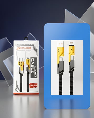 4'ü 1 Arada USB Şarj Kablo - 65W Hızlı Şarj, Örgülü Dayanıklı