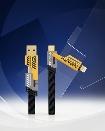 Dönüştürülebilir 4 Başlıklı Hızlı Şarj Kablosu 1.2m 65W