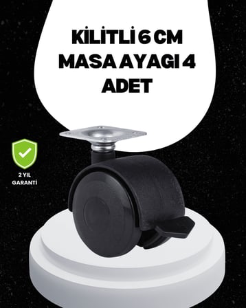 Uyumlu 6 cm Kilitli Tekerlek Ayak 4 Adet Sehpa ve Ekipman