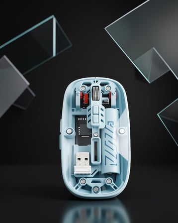 Kablosuz Mouse Bluetooth 5.2 ve 2.4G USB Çift Bağlantı Mavi